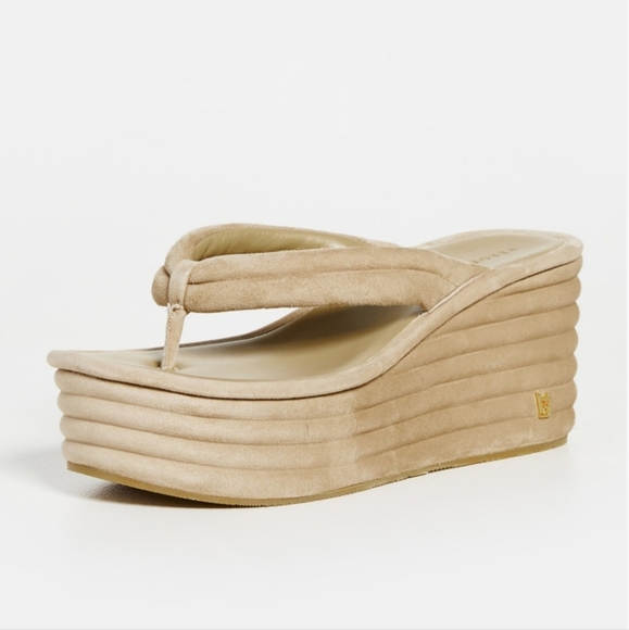Veronica Beard Geno Suede  Wage Sandals -  Sand - Picture 4 of 10